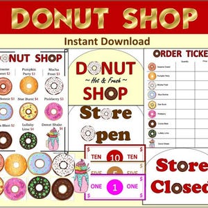 Udawaj, że bawisz się w Donut Shop~Dramatyczna gra w Donut Shop~Natychmiastowe pobieranie Udawaj, że bawisz się w Donut Shop~Wydrukowalny Donut Shop~Wydrukowana Donut Cukiernia