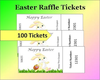 100 Tickets!~Instant Download Easter Raffle Tickets~Printable Easter Raffle Tickets~Easter Party Raffle Tickets~Printable Easter Raffle Game