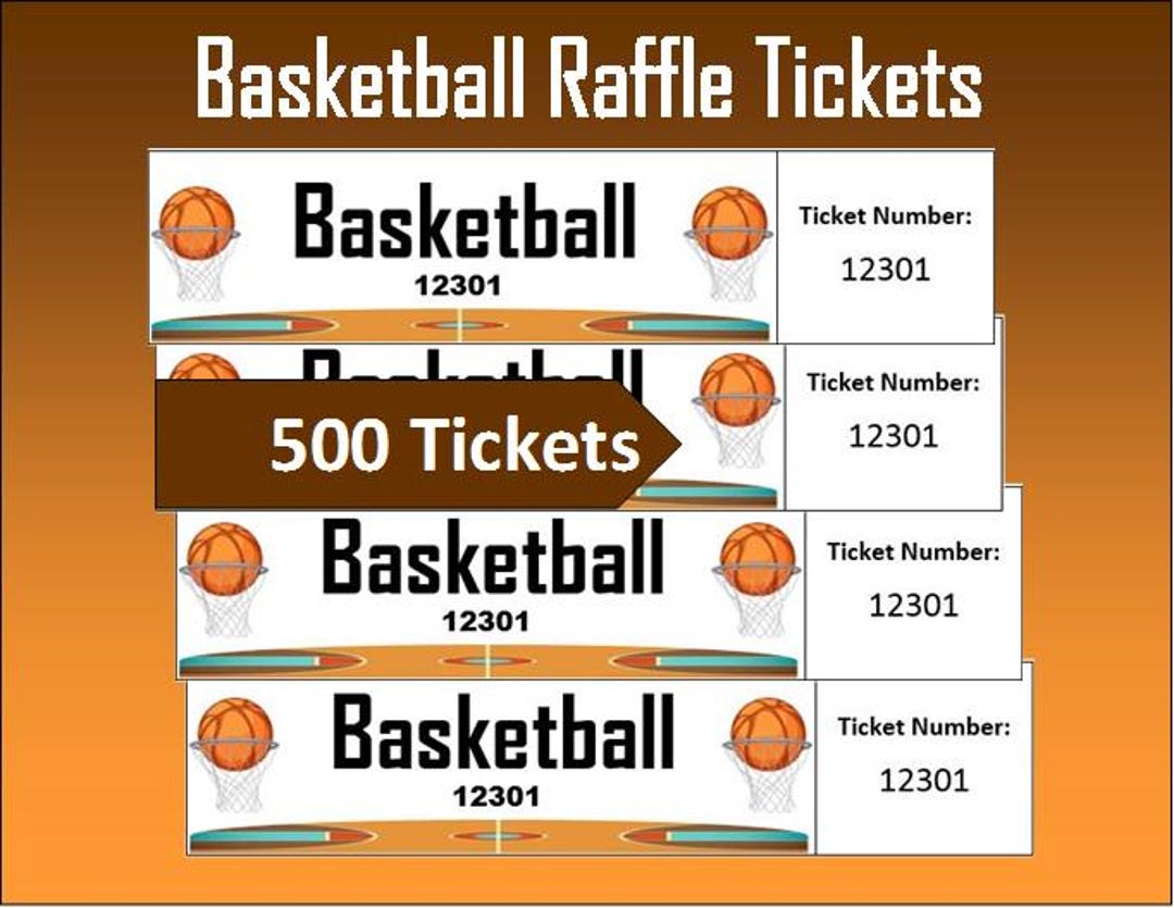 500 Tickets!~instant Download Basketball Raffle Tickets~printable ...