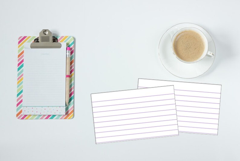 Purple Lined Printable Index Cards3x5recipe Cardsschool Suppliesoffice