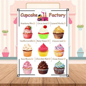 Menù per cupcake con gioco di ruolo, gioco di ruolo in panetteria (download immediato), forniture per panetteria con gioco di ruolo stampabile, articoli aziendali per giochi di ruolo per bambini