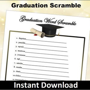 Printable Graduation Word Scramble~Instant Download Graduation Word Game~Printable Graduation Scramble~Graduation Party Game~Grad Party Game