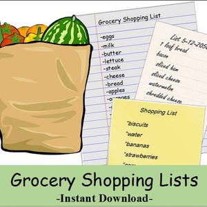 Pretend Play Grocery Shopping Lists~Instant Download Dramatic Play Grocery Shopping Lists~Imaginative Play Shopping Lists~Role Play Shopping