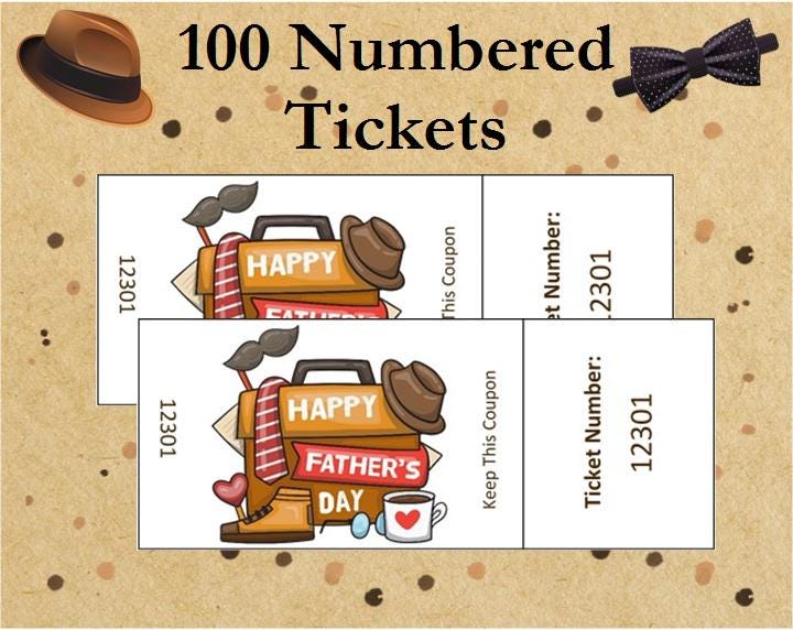 100 Tickets!~printable Father's Day Raffle Tickets~instant Download ...