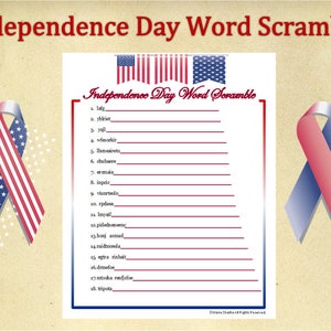 Printable Independence Day Word Scramble Game~4th of July Word Game~July Fourth Instant Download~Independence Day Party Game~Activity