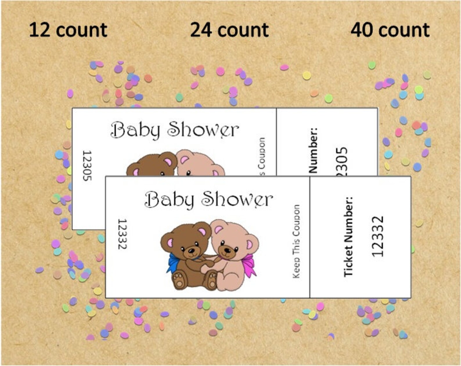 Printable Baby Shower Door Prize Ticketsup to 40 Ticketsinstant