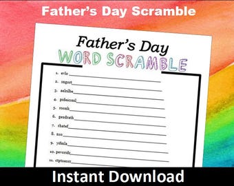 Printable Father's Day Word Scramble~Instant Download Father's Day Word Game~Printable Father's Day Game~Printable Father's Day Activity