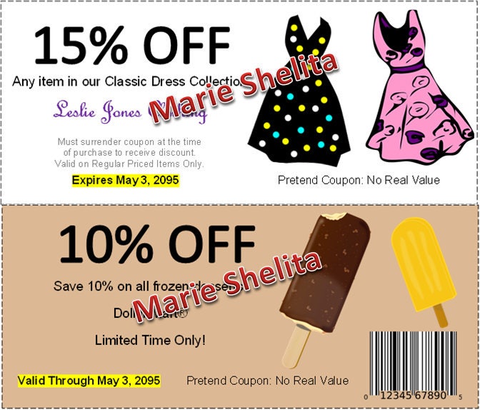 Printablechildren's Play Couponstoy Couponspretend Store Couponskids