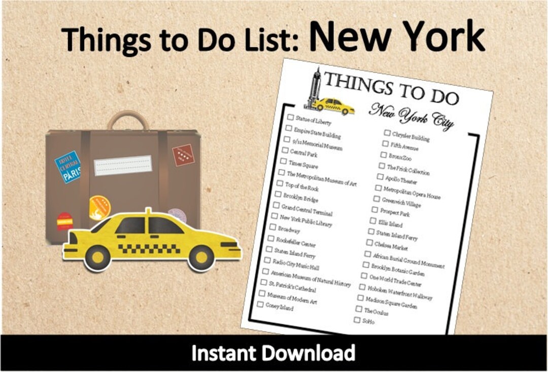Instant Download "things to Do in New York City" List~printable New ...