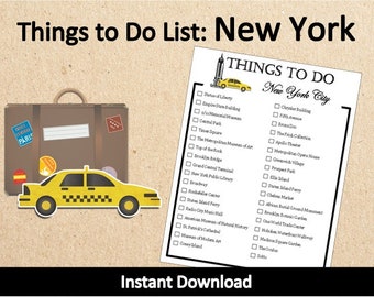 Instant Download &quot;Things to Do in New York City&quot; List~Printable New York Vacation Ideas~NYC Bucket List~New York Itinerary~Vacation Ideas