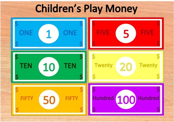 kids pretend money