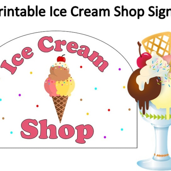 Instant Download Pretend Play Ice Cream Shop Sign~Printable Ice Cream Store Sign~Ice Cream Shop~Dramatic Play~Ice Cream Shop Accessories