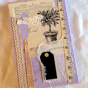 Handbound Watercolor Sketchbook, Linen Collage Cover, Coptic Stitch Binding