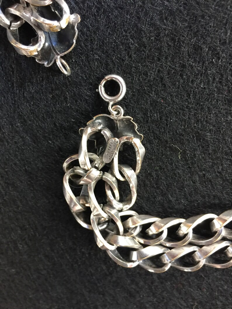 Signed Costume Jewelry Necklace by Joseff of Hollywood Silver Over