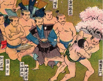 Six (6) Antique Postcards Postal Cards Sumo Wrestling Japan Japanese Martial Arts Sports Mail Meiji Taisho Showa Eras Deltiology