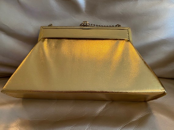 Gold Lamè Purse Handbag Pocketbook 1950s 1960s Mi… - image 5