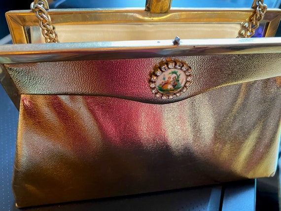 Gold Lamè Purse Handbag Pocketbook 1950s 1960s Mi… - image 8
