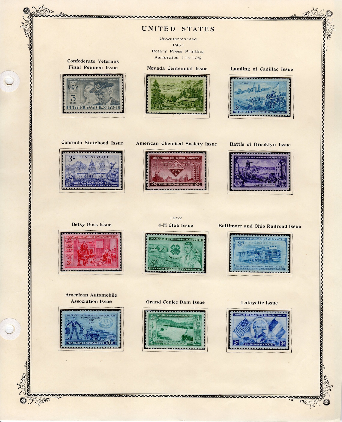 Lot of 11 Completed United States Postage Stamp Album Pages Postal Mail