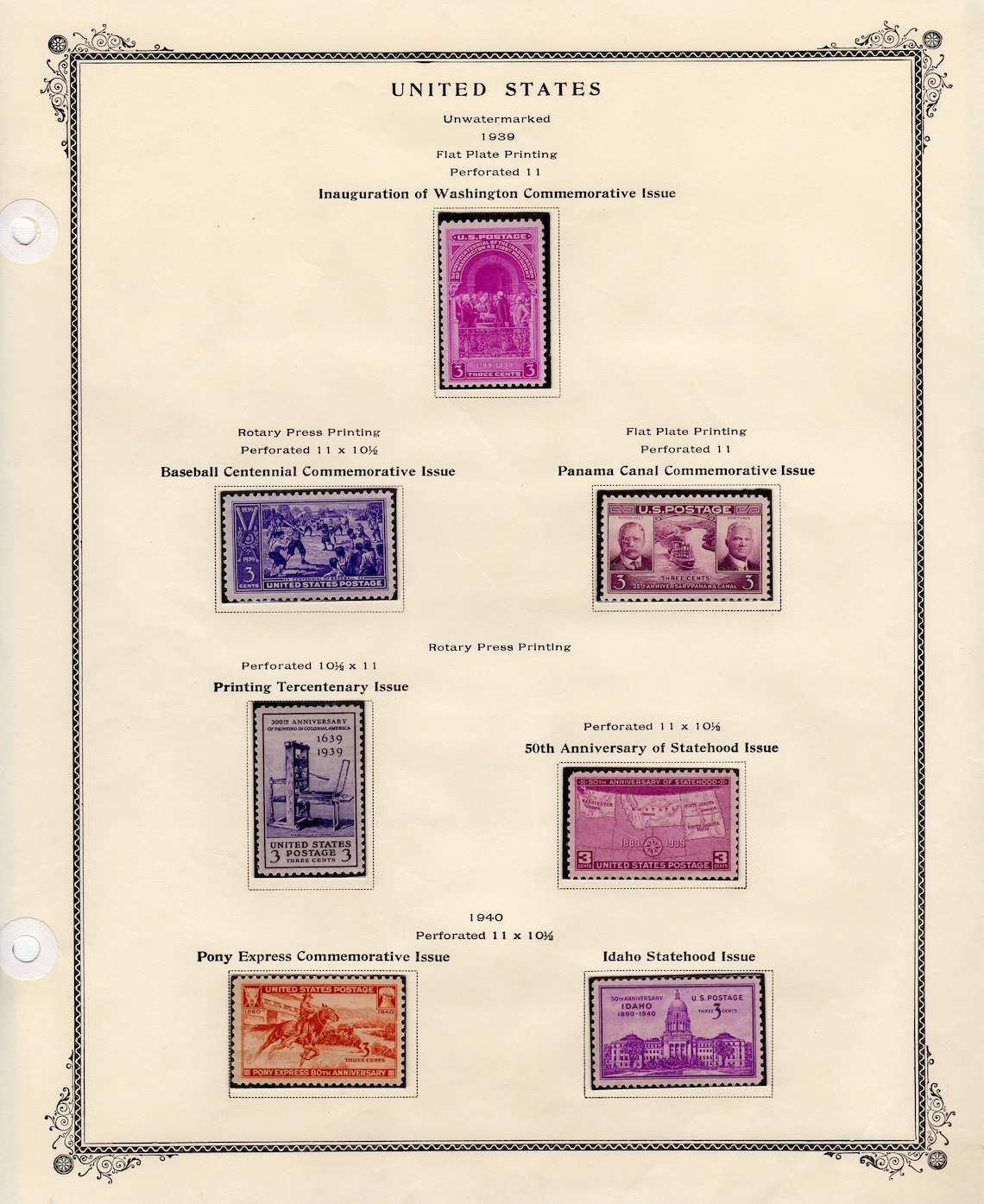 Lot of 11 Completed United States Postage Stamp Album Pages Postal Mail