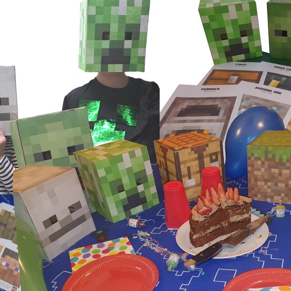 Large Minecraft Masks & Decorations - Print at home for the ultimate Minecraft celebration or role play