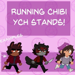 YCH Acrylic Standee Custom Commission Chibi Running Character Vtuber FFXIV Fanart Double-Sided 3in Gift  ( Made to Order)