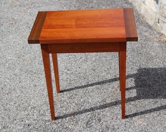 Shaker end table made from quartersawn natural cherry and black walnut