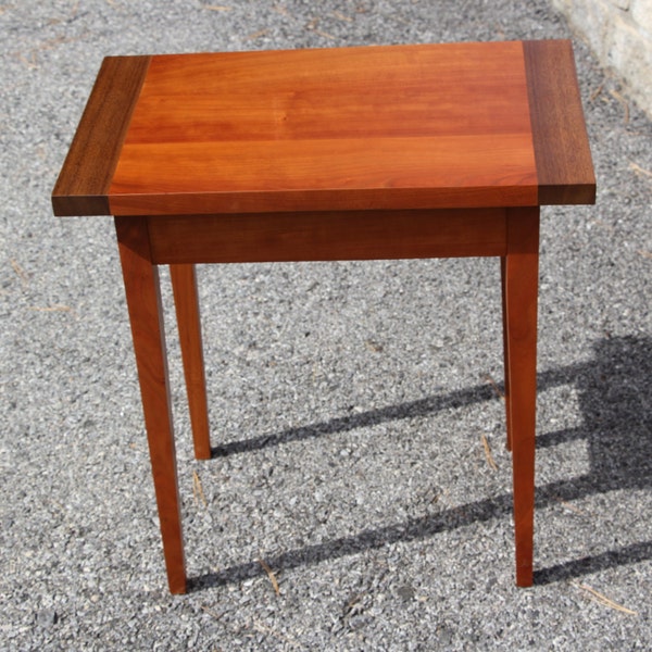 Shaker end table made from quartersawn natural cherry and black walnut