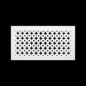 May include: White rectangular vent cover with a repeating pattern of small circles and crosses.
