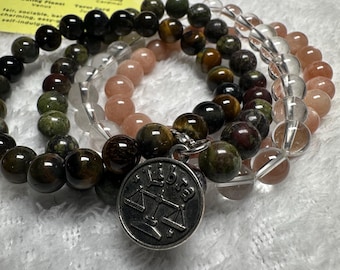 Libra Crystal Bracelet Set: Handmade Zodiac Charm, Genuine Crystals