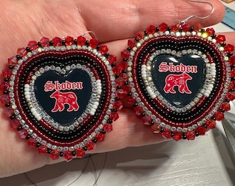 SKODEN bear beaded earrings, handmade in Chiloquin Oregon