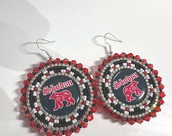 SKODEN bear beaded earrings, handmade in Chiloquin Oregon
