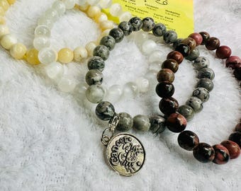 Cancer Zodiac Crystal Bracelet: Removable Charm, Handmade Healing Jewelry