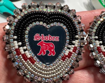 SKODEN bear beaded earrings, handmade in Chiloquin Oregon