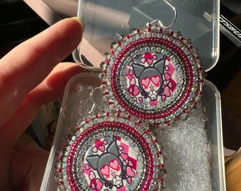Kuku beaded earrings on hooks, handmade in Chiloquin, Oregon