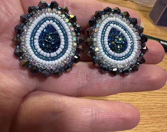 Indigenous Beaded Tear Drop Earrings, Miyuki seed Beads, Handmade Oregon