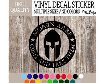 Molon Labe Come and Take Them Spartan Helmet Vinyl Decal Sticker, Premium Matte & Glossy Vinyl