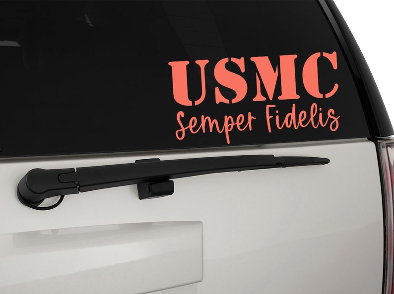 USMC United States Marine Corps Stencil Font Semper Fidelis Vinyl Decal Sticker, Premium Matte & Glossy Vinyl image 2