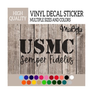 USMC United States Marine Corps Stencil Font Semper Fidelis Vinyl Decal Sticker, Premium Matte & Glossy Vinyl image 1