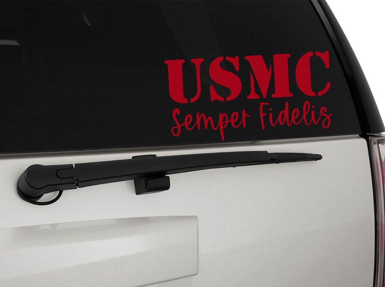 USMC United States Marine Corps Stencil Font Semper Fidelis Vinyl Decal Sticker, Premium Matte & Glossy Vinyl image 3