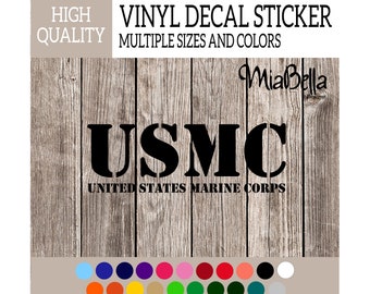 USMC United States Marine Corps Stencil Font Vinyl Decal Sticker, Premium Matte & Glossy Vinyl