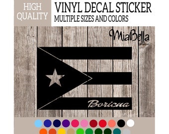 Puerto Rican Flag Boricua Vinyl Decal Sticker, Premium Matte & Glossy Vinyl Decal Sticker