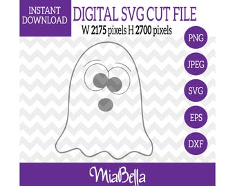 Goofy Cross Eyed Halloween Geist, Reißverschluss SVG, digitale schneiden Datei, Svg Png Dxf Eps, Jpeg, Svg-Datei Silhouette Cameo & Cricut