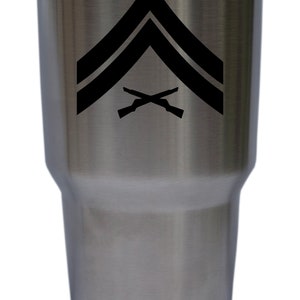 USMC Chevron Rank Insignia United States Marine Corps Decal For 30oz Travel Mug Premium Matte & Glossy Vinyl DECAL ONLY E4 CPL W3.7 H3.5 Zoll