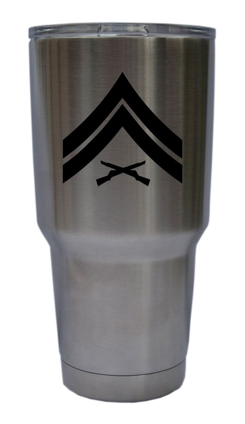 USMC Chevron Rank Insignia United States Marine Corps Decal For 30oz Travel Mug Premium Matte & Glossy Vinyl DECAL ONLY E4 CPL W3.7 H3.5 Zoll