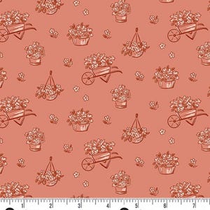 Heartland by Judy Jarvi Dianne's Flowers Clay  / Fabric Cut to Length