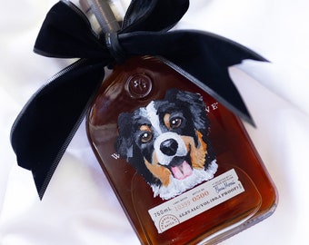 Dog portrait painting, painted dog on whiskey bottle, groom gift, husband gift, dog lover gift, groomsmen proposal, pet painting, dog mom