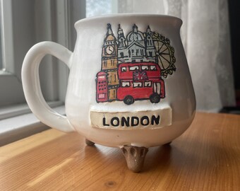 London pottery mug, London gift, study abroad gift, London mug, London eye, British gift, travel mug, travel gift, Europe mug, europe travel