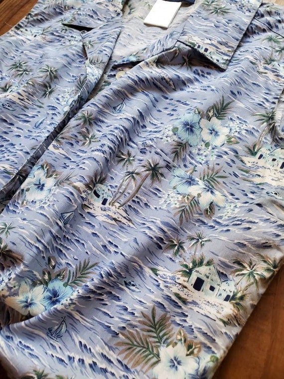 Jordache L vintage 90's light blue tropical ocean… - image 5