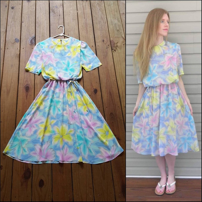 pastel blue and pink dress
