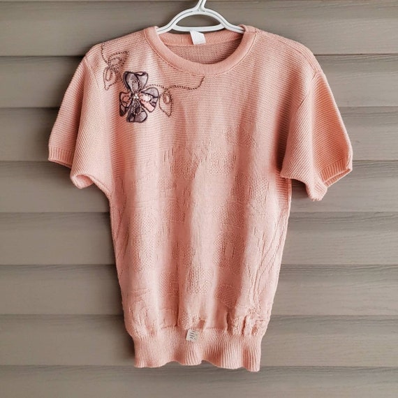 NWT vintage 80's 90's size S pastel peachy pink e… - image 2